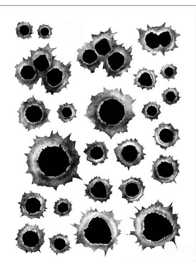 Generic 3D bullet hole and scratch car stickers, can effectively cover small scratches or pits on the car body, simulated three-dimensional fake bullet hole stickers, car tattoo decoration, waterproof car stickers, car decals (22*30cm)  - Image 1