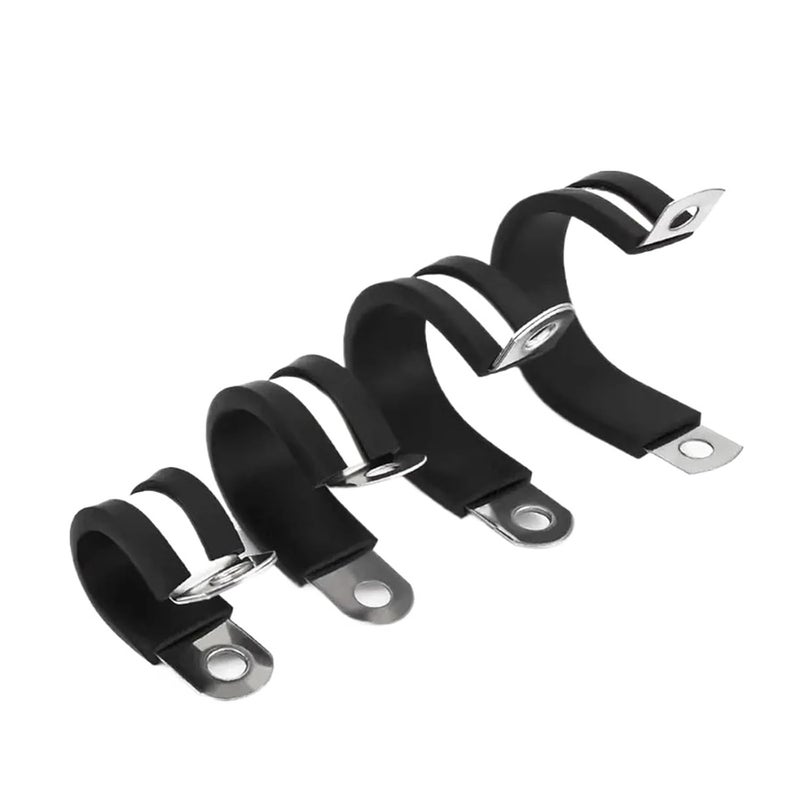 80pcs Assortment Kit Rubber Cushioned 304 Stainless Steel Cable Clamps 7 Sizes 1 4 1 2 1 Inch - Image 1