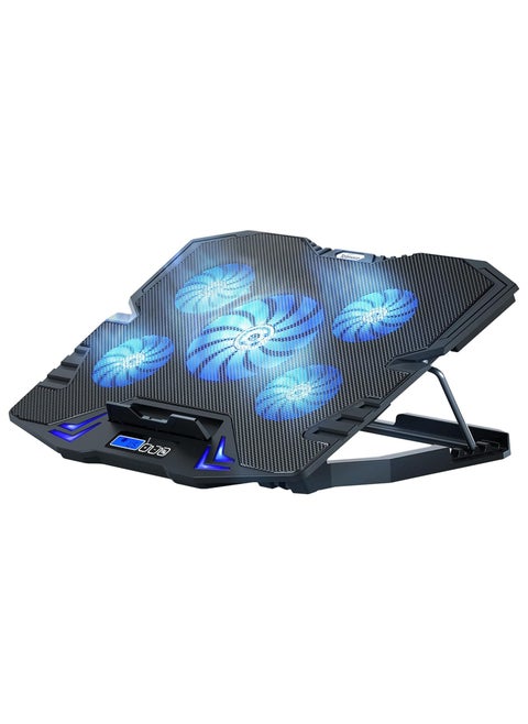 TopMate C5 Laptop Cooling Pad Gaming Notebook Cooler, Laptop Fan Cooling Stand Adjustable Height with 5 Quiet Fans Blue LED Light, Computer Chill Mat with LCD Controller, for 10-15.6 Inch Laptops