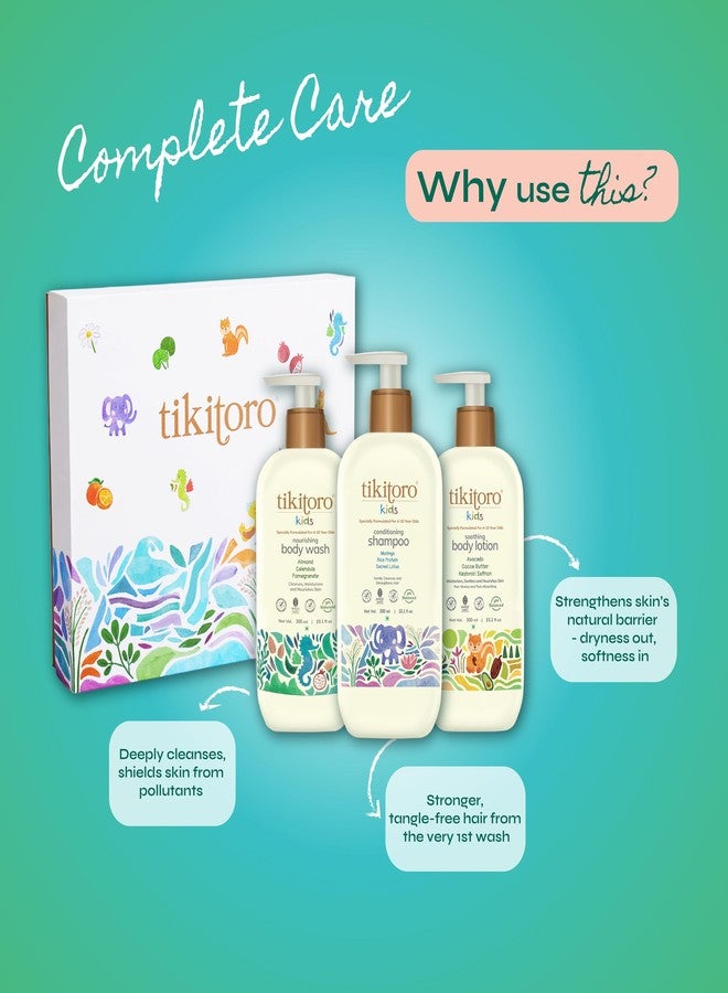 Tikitoro Kids Premium Gift Box, Body and Hair Combo Pack - Contains Nourishing Body Wash, Conditioning Shampoo & Soothing Body Lotion (300ml x 3). Gift Sets for Kids, 100% Vegan, Age: 4+ Years. - Image 2