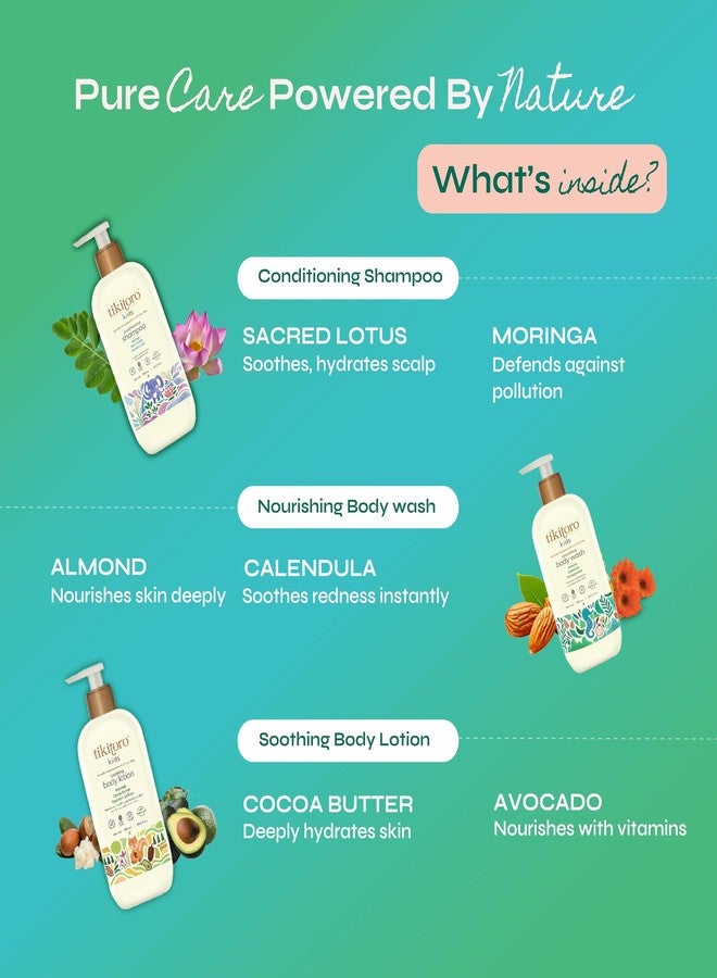 Tikitoro Kids Premium Gift Box, Body and Hair Combo Pack - Contains Nourishing Body Wash, Conditioning Shampoo & Soothing Body Lotion (300ml x 3). Gift Sets for Kids, 100% Vegan, Age: 4+ Years. - Image 3