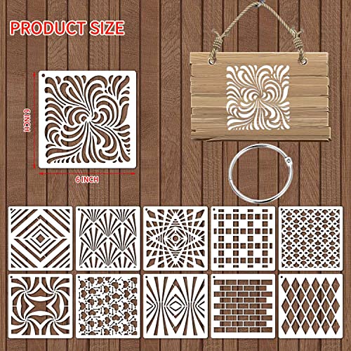 eageus 6 Inch Geometric Stencils for Painting, 25 Pieces Reusable Painting Templates for Scrapbooking Cookie Tile Furniture Wall Floor Decor Craft Drawing Tracing DIY Art Supplies(Geometric) - Image 2