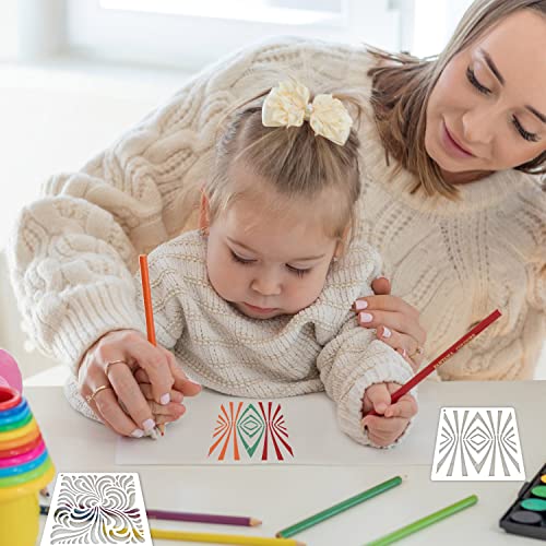eageus 6 Inch Geometric Stencils for Painting, 25 Pieces Reusable Painting Templates for Scrapbooking Cookie Tile Furniture Wall Floor Decor Craft Drawing Tracing DIY Art Supplies(Geometric) - Image 4