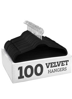 ALMUFARREJ 100-Piece Non-Slip Velvet 360 Degree Swivel Hangers Set Black  - Image 1