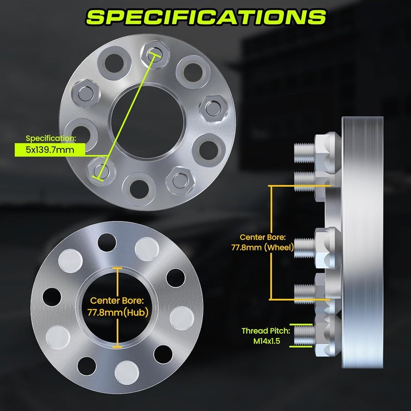 Customadeonly 2pcs 1.75" Hubcentric Wheel Spacers 5x5.5 (5x139.7) 14x1.5 for Ram 1500 2012-2022 - Image 2
