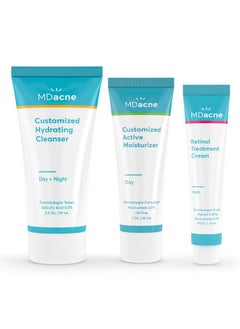 3 Step Retinol Acne Kit Retinol Cream 0.25% Salicylic Acid Cleanser Niacinamide Moisturizer Plantbased Products For Hormonal Acne Blemishes And Wrinkles. 30 Day Complete Acne Care Kit