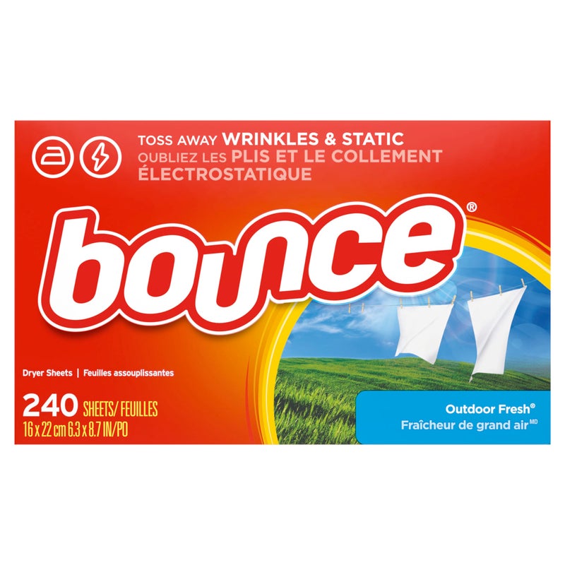 Bounce Fabric Softener Sheets, Outdoor Fresh Scent, 240 Count - Image 1