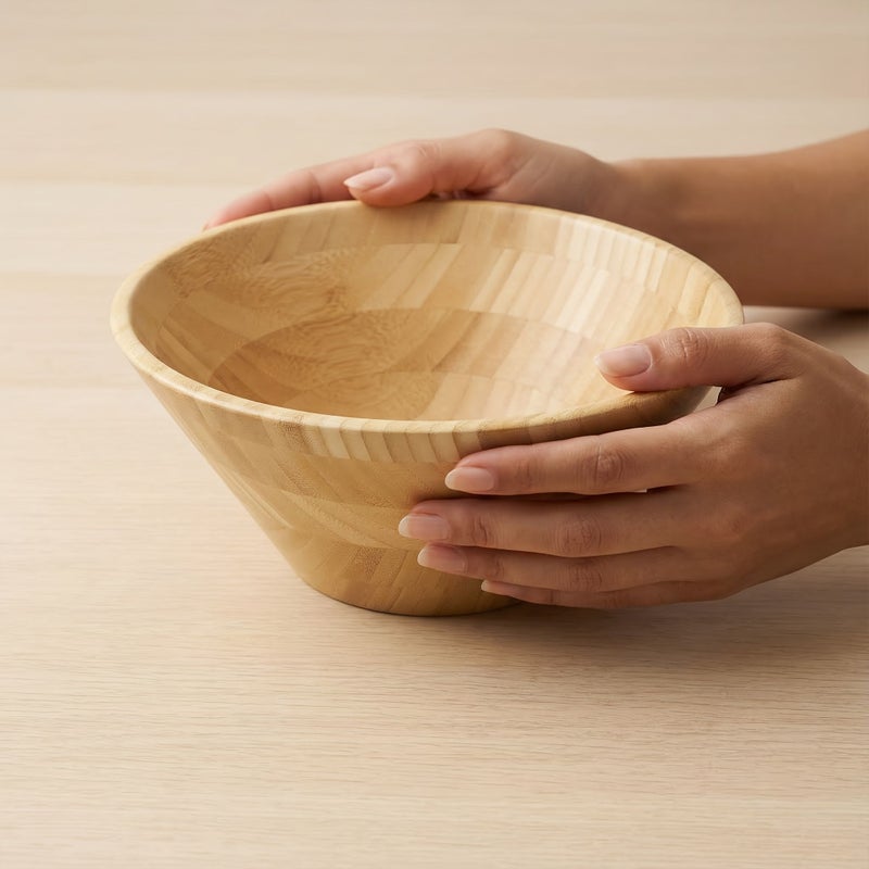 Handcrafted Large Bamboo And Wood Bowl Extra Large Round Bowl For Mixing Salad Soup Noodle Fruit Snack Grain Tableware Home Outdoor Hotel Dining Durable Easy Clean Style 5 - Image 4