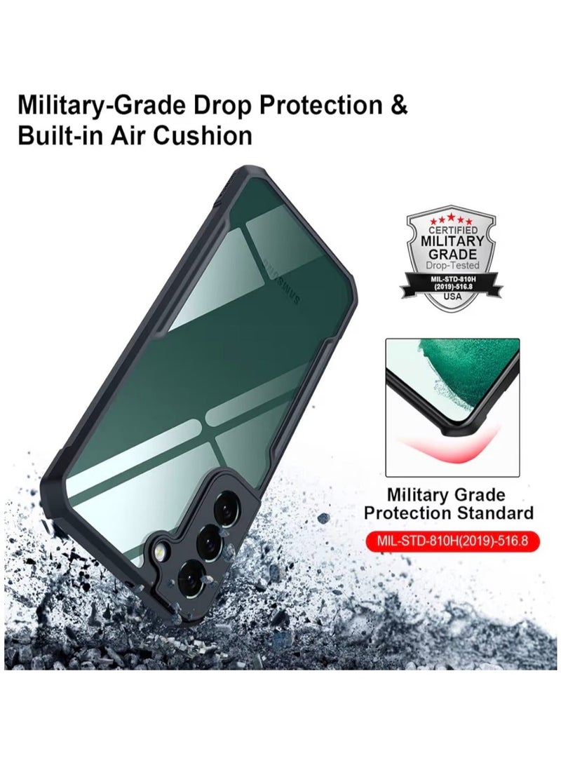 Xundo Clear Case for Samsung Galaxy S22 Plus | Premium Rugged | Durable Shock-absorbing Frame | Black Border | Thermoplastic Polyurethane | Airbag Anti-drop Protection - Clear - Image 3