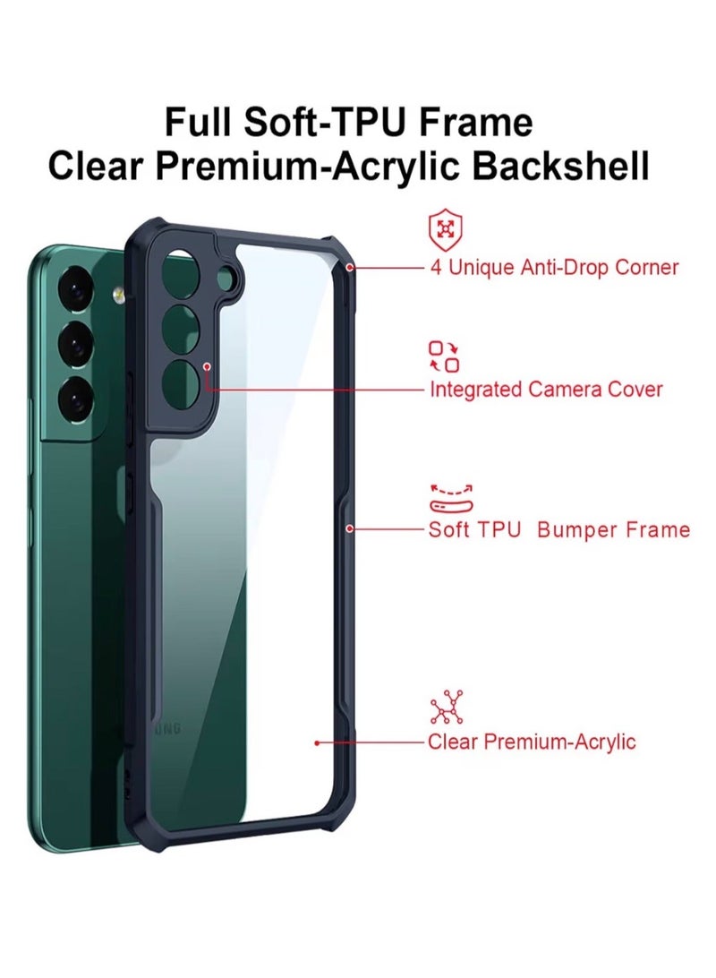 Xundo Clear Case for Samsung Galaxy S22 Plus | Premium Rugged | Durable Shock-absorbing Frame | Black Border | Thermoplastic Polyurethane | Airbag Anti-drop Protection - Clear - Image 2