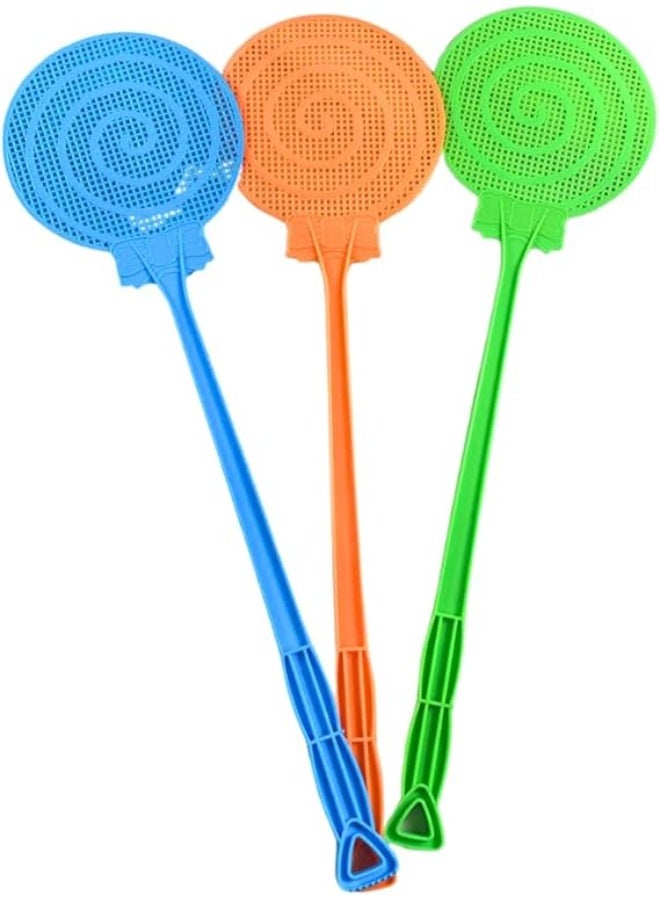 1 Piece Plastic Handheld Fly Swatter | Heavy Duty Long Handle | Round Fly Swatter for Indoor Use | Random Colors | Effective Pest Control Tool - Image 1