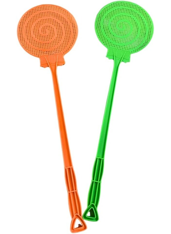 1 Piece Plastic Handheld Fly Swatter | Heavy Duty Long Handle | Round Fly Swatter for Indoor Use | Random Colors | Effective Pest Control Tool - Image 2