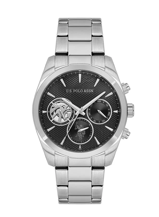 U.S. Polo Assn. Fundamental Stainless Steel Bracelet Quartz Multifunction Watch for Men, 42mm