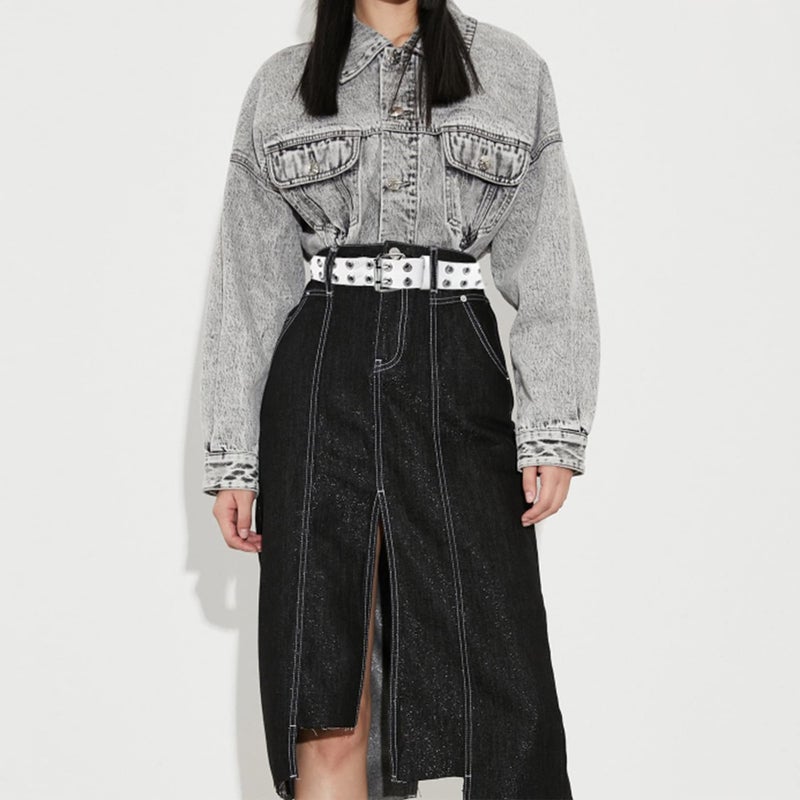 Macoking 2 Pack Womens Belts for Jeans, Leather Studded Grommet Belt Women Men - M Black&White - Image 3