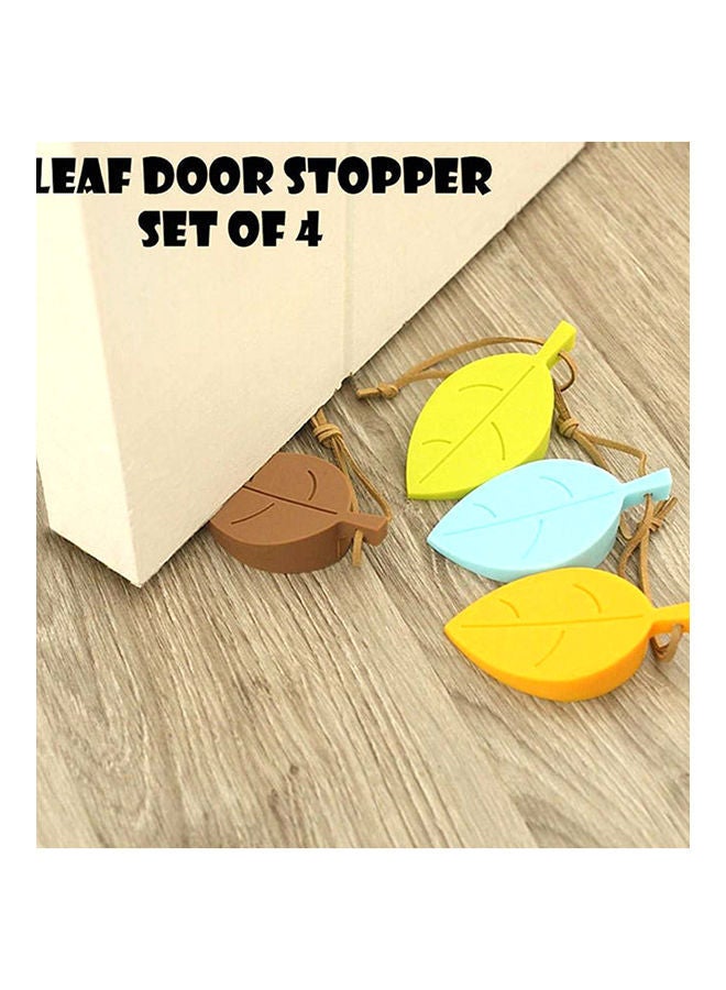 NIBEMINENT 4-Piece Leaf Shape Home Office Door Stop Stopper Set Multicolour 9.5x5centimeter - Image 1