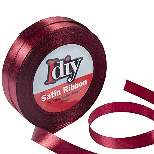 Satin Ribbon 12 50 Yards No Wire DIY Arts  Crafts Gift Wrapping Baskets Wedding Decor Sewing Projects Party Decorative Embellishment Hair Bows Floral Baby Shower Maroon Holiday Decor
