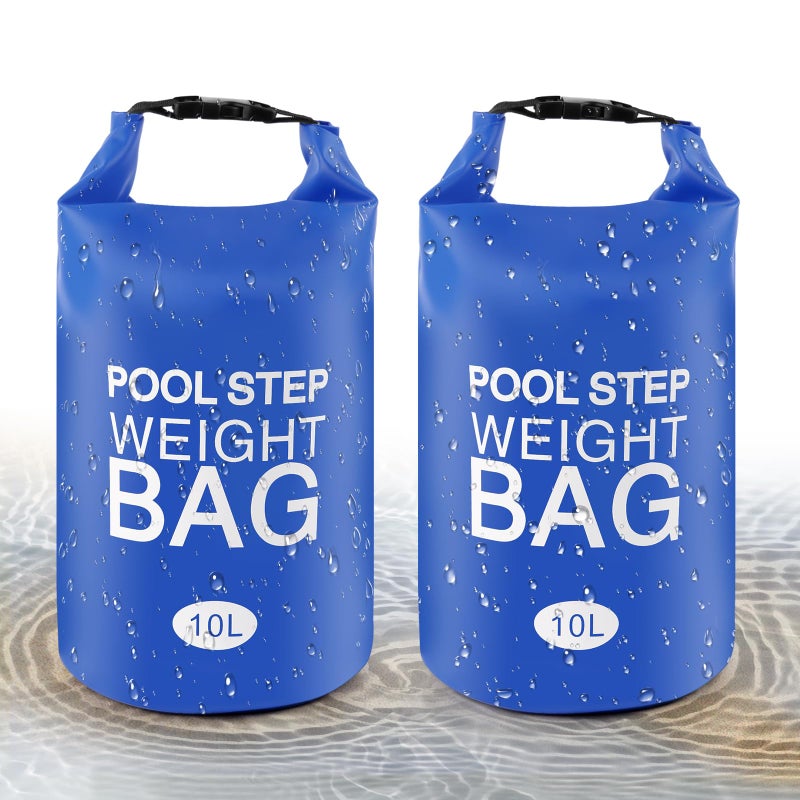 2 Pack Universal Pool Step Weights 250D PVC Waterproof Swimming Pool Ladder Weights 10l No Breaken Above Ground Pool Ladder Sand Bags Foldable Pool Stair Weights for Pool Steps Easy Fill SandBlue