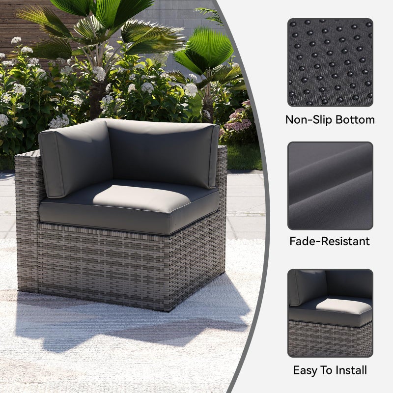 Aoxun 14pcs Patio Cushion Covers Replacement, Waterproof Outdoor Furniture Cushion Covers with Zipper and Non-Slip Bottom, Patio Sofa Couch 3 Sizes for Patio Sectional, Covers Only (Grey) - Image 5