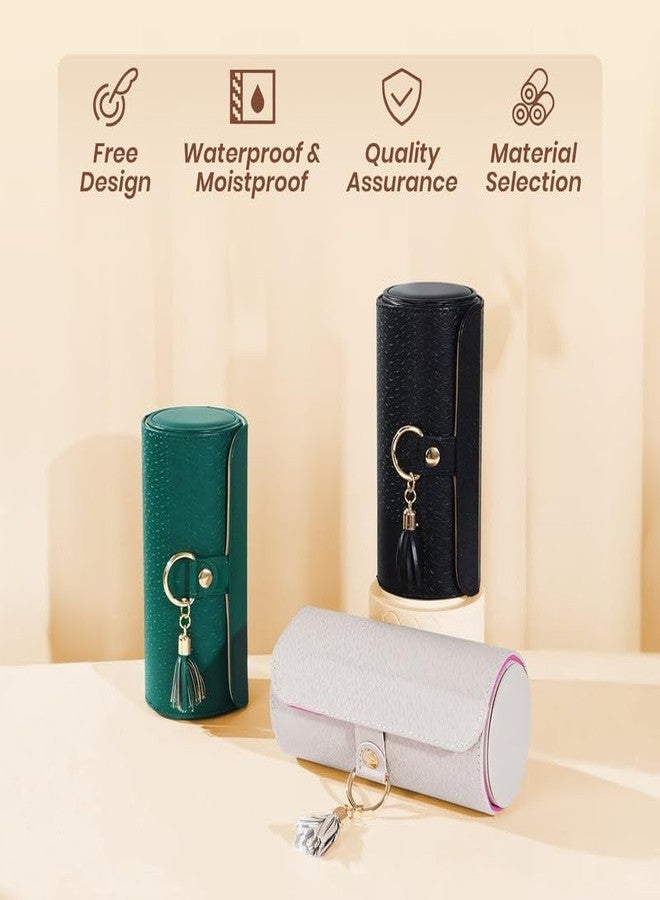 صندوق تنظيم مجوهرات قابل للطي بثلاث طبقات من هوميرو للنساء | حقيبة مجوهرات محمولة للسفر مع مساحة تخزين دوارة | صندوق تخزين مجوهرات من الجلد الصناعي للخواتم والأقراط والقلائد - Image 2