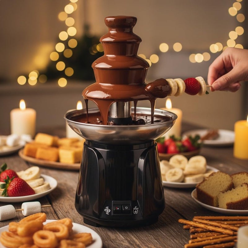 Electric Chocolate Fountain 3 Tier 60W Chocolate Melting and Flushing Machine with Stainless Steel Non-Stick Bowl Dessert Maker for Party and Home Events, 12 Months Warranty - Image 4