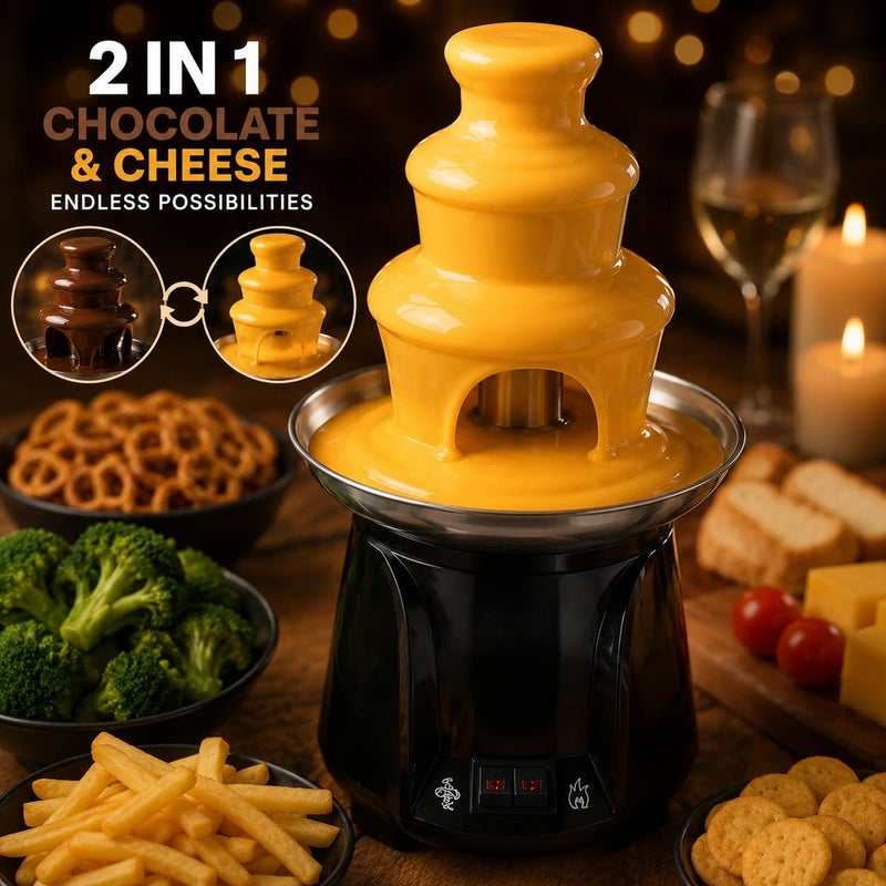 Electric Chocolate Fountain 3 Tier 60W Chocolate Melting and Flushing Machine with Stainless Steel Non-Stick Bowl Dessert Maker for Party and Home Events, 12 Months Warranty - Image 2