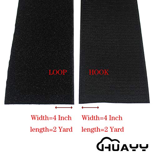 HUAYY Sew on Hook and Loop Style,Non-Adhesive Nylon Strips Fabric,4 Inches Width 2 Yards Length,Black (4in x 2yd) - Image 2