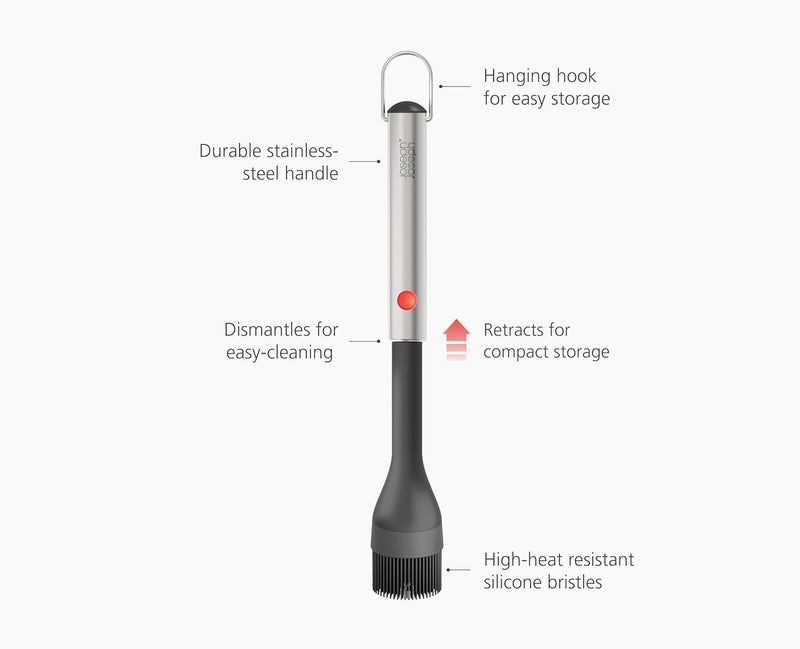 Joseph Joseph GrillOut Silicone BBQ Basting Brush with Extending Handle Heat Resistant Silicone Bristles Stainless Steel BBQ Sauce Brush for Grilling Smoking Roasting & Outdoor Cooking - Image 4