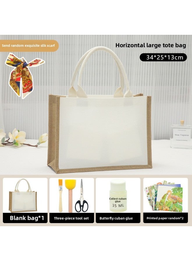 Thanksgiving Diy Handmade Butterfly Ancient Bart Canvas Tote Bag Sack Paste Group Building Parent-child Material Bag Warm-up Field-Color:Die Gubat Bag [mixed Hair]-horizontal-Deluxe Edition  - Image 1