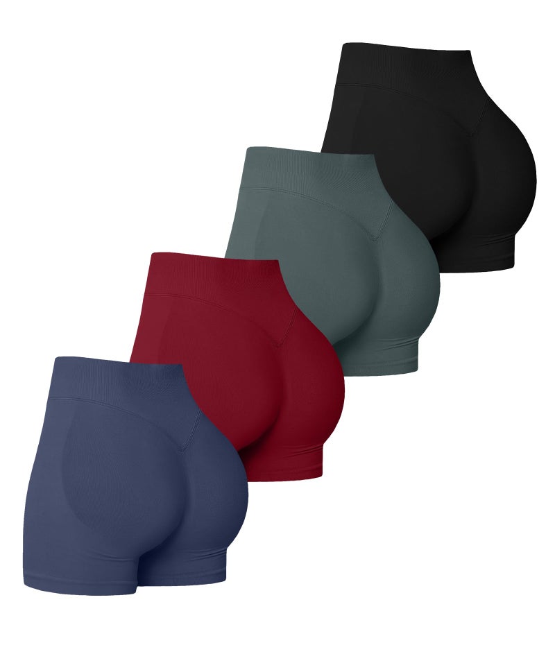 YWBIN 4 Pack Women Workout Gym Impact Shorts Seamless Scrunch Butt Lifting Gym Yoga Shorts - Image 1
