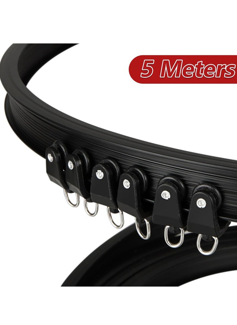 Hihonor Ceiling Curtain Track, Flexible Bendable Curtain Track 5M Black Curved Ceiling Track for Curtain Rail Ceiling Wall Mount Curtain Sliding Track System Set for RV, Bay Window, Room Divider  - Image 3