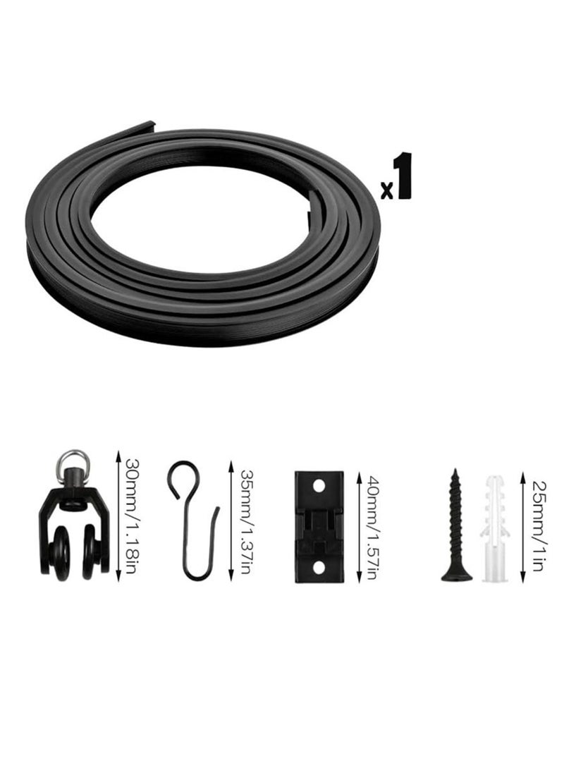 Hihonor Ceiling Curtain Track, Flexible Bendable Curtain Track 5M Black Curved Ceiling Track for Curtain Rail Ceiling Wall Mount Curtain Sliding Track System Set for RV, Bay Window, Room Divider  - Image 2