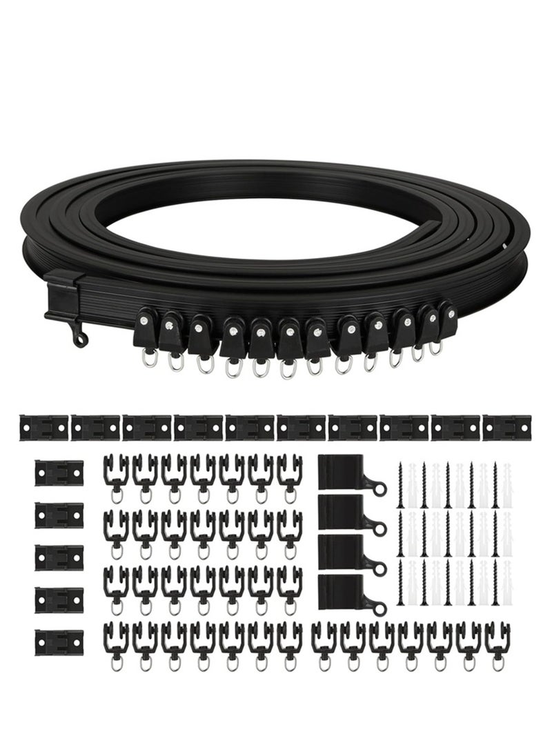 Hihonor Ceiling Curtain Track, Flexible Bendable Curtain Track 5M Black Curved Ceiling Track for Curtain Rail Ceiling Wall Mount Curtain Sliding Track System Set for RV, Bay Window, Room Divider  - Image 1