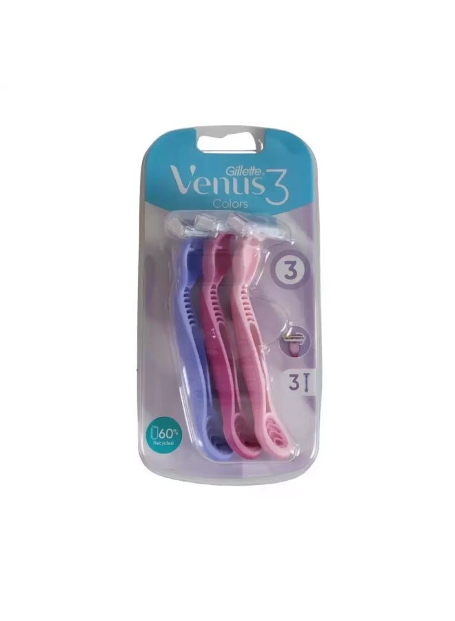 Gillette شفرات جيليت فينوس 3 القابلة للاستخدام لمرة واحدة للنساء مع بشرة ناعمة - عبوة 3 قطع - Image 1
