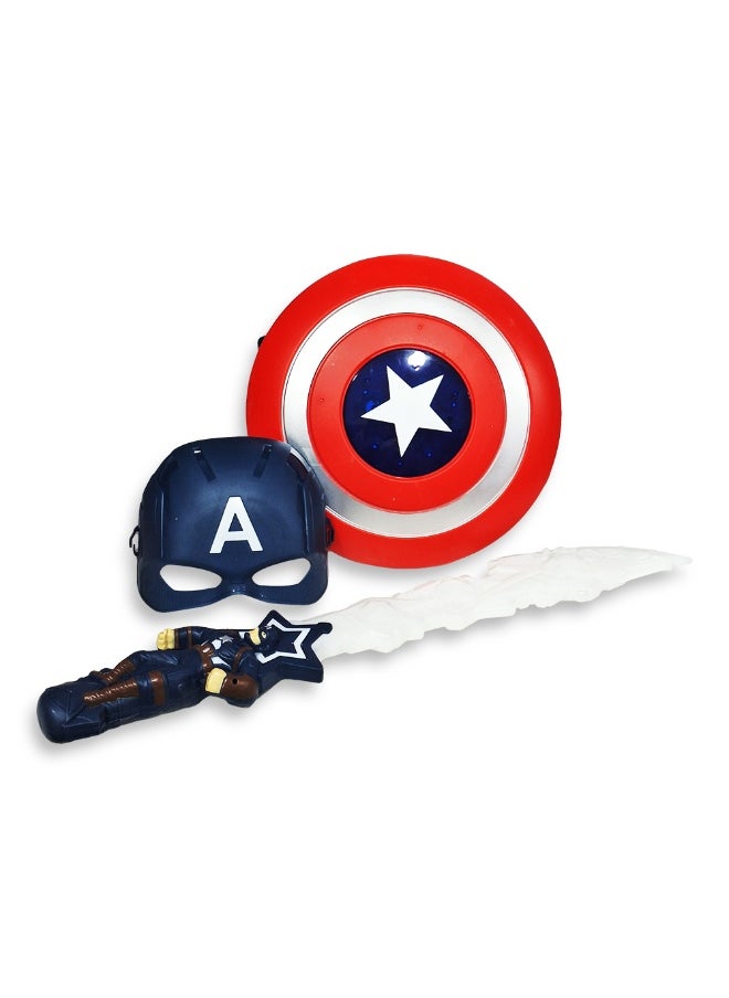 Generic - Captain America Avengers Kids Toy Set, consisting of (shield, mask, sword) to introduce the child to an imaginative and fun play experience, suitable for disguise at parties and occasions and an ideal gift for birthdays - Image 1