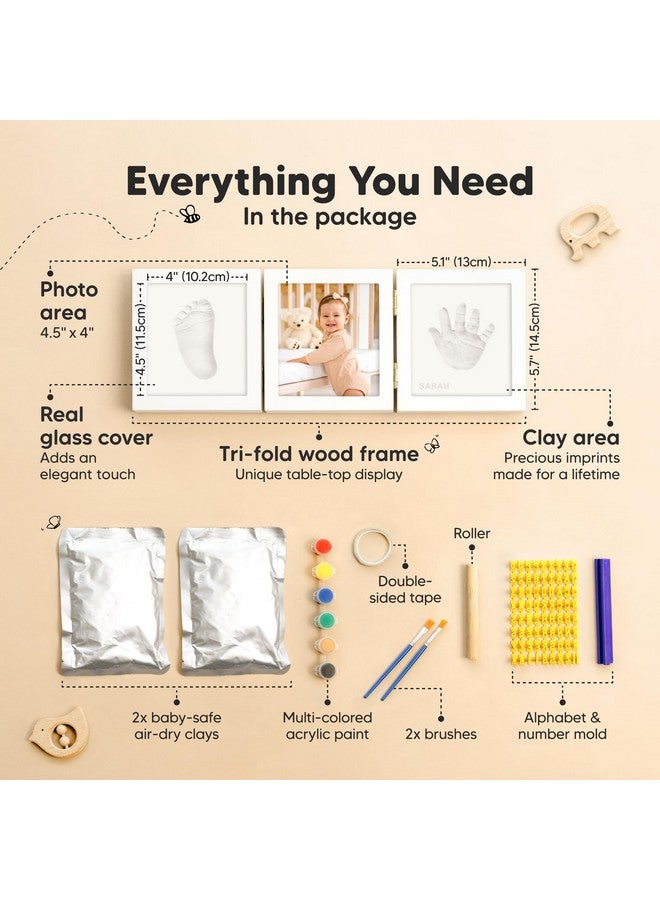 KeaBabies Baby Shower Gifts for Boys, Girls - Baby Hand and Footprint Kit, Newborn Handprint Kit, Keepsake Photo Frame, Nursery Picture Frame, Gender-Neutral Newborn Keepsake Gifts (Alpine White) - Image 2