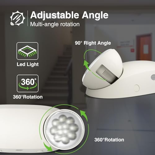 FREELICHT 4 Pack Emergency Lights for Business, with Battery Backup,Hard Wired, UL 924 Certified,AC 120/277V,Two Head Adjustable LED Emergency Lighting - Image 3