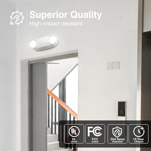 FREELICHT 4 Pack Emergency Lights for Business, with Battery Backup,Hard Wired, UL 924 Certified,AC 120/277V,Two Head Adjustable LED Emergency Lighting - Image 2