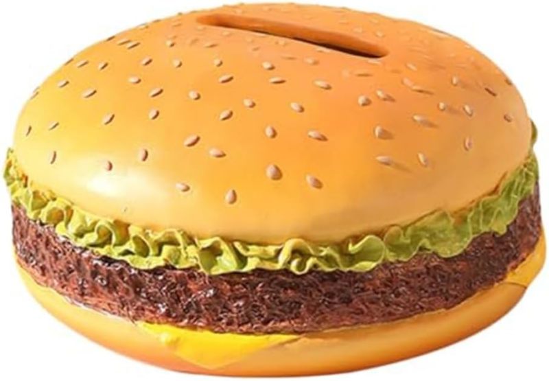 Hamburger Storage Box 1 Pc Resin Material - Realistic Bread Design Decorative Holder for Home Office Bedroom Bathroom Living Room - Image 1