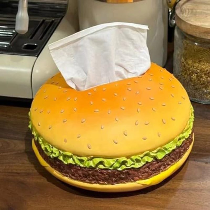 Hamburger Storage Box 1 Pc Resin Material - Realistic Bread Design Decorative Holder for Home Office Bedroom Bathroom Living Room - Image 2