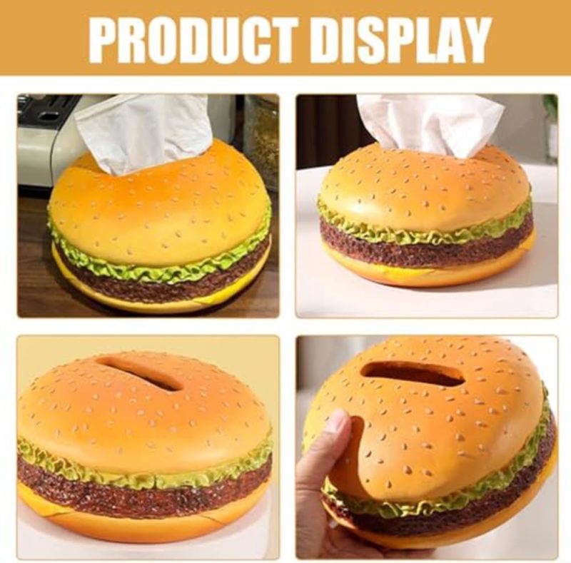 Hamburger Storage Box 1 Pc Resin Material - Realistic Bread Design Decorative Holder for Home Office Bedroom Bathroom Living Room - Image 5