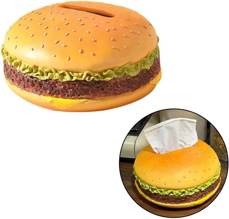 Hamburger Storage Box 1 Pc Resin Material - Realistic Bread Design Decorative Holder for Home Office Bedroom Bathroom Living Room - Image 3