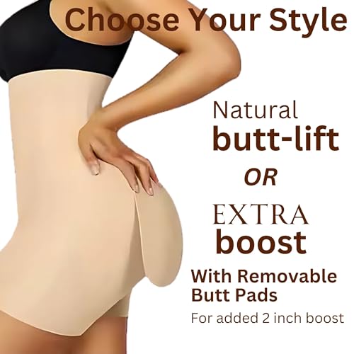SKKULPT Body Shaper Shorts Shapewear for Women High Waisted with Anti Rolling Strips & Removable Butt Lifting Pads, Tummy Tucker for Women Comfortable Seamless Shapewear for Tummy Control (SHMT-SK-L) - Image 2