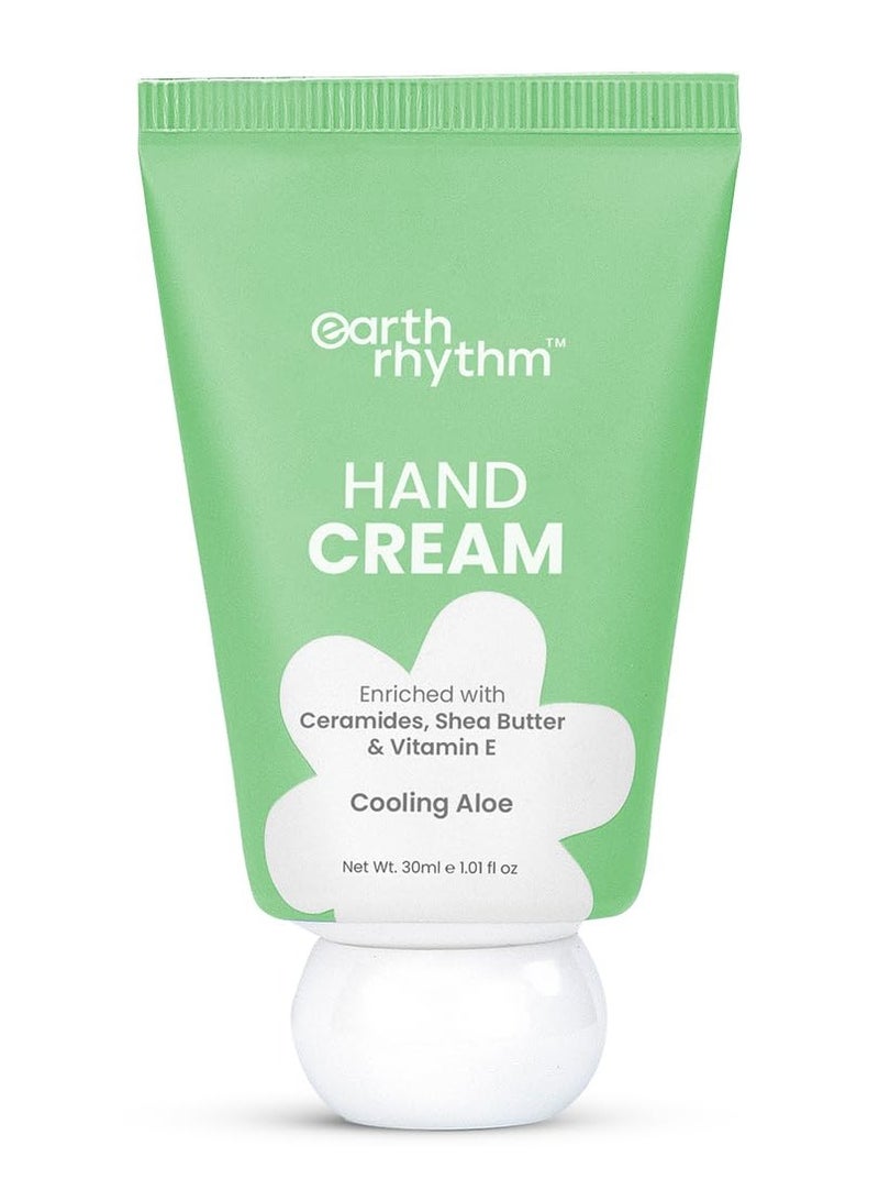 Earth Rhythm Earth Rhythm Hand Cream - Cooling Aloe for Dry & Rough Hand Intense Moisturization Non Greasy , Fast Absorbing, Moisturizes, Enriched with Ceramides , Shea Butter, Cacao Seed Butter for Men & Women - 30ml  - Image 1