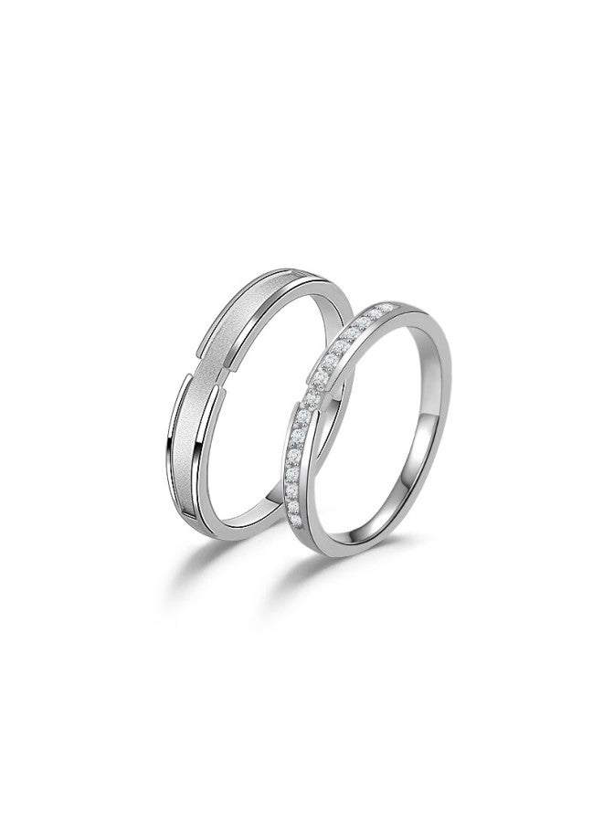 Manhe S925 Silver Couple Rings, One Pair, Engagement Diamond Rings, Open-end Style For Women And Men, Ring Finger elry, New Year Gift - Image 2