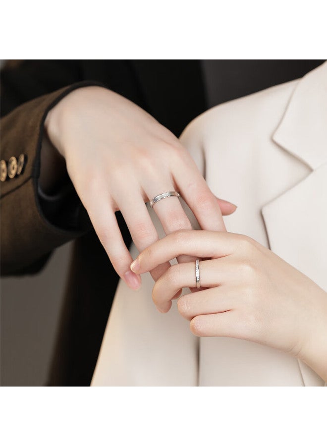 Manhe S925 Silver Couple Rings, One Pair, Engagement Diamond Rings, Open-end Style For Women And Men, Ring Finger elry, New Year Gift - Image 1