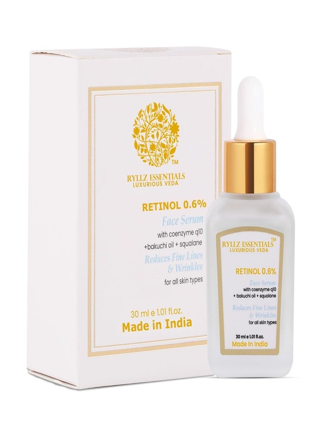 RYLLZ ESSENTIALS Retinol 0.6% Anti Aging Night Serum | with Coenzyme q10, Bakuchiol Oil, Squalane, Rosehip Extract, Azelaic Acid & Niacinamide | for Fine Lines & Wrinkles | For All Skin Types | 30ml - Image 1