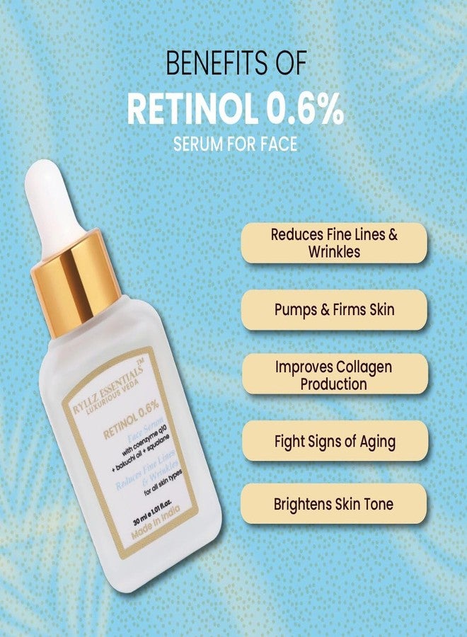 RYLLZ ESSENTIALS Retinol 0.6% Anti Aging Night Serum | with Coenzyme q10, Bakuchiol Oil, Squalane, Rosehip Extract, Azelaic Acid & Niacinamide | for Fine Lines & Wrinkles | For All Skin Types | 30ml - Image 4