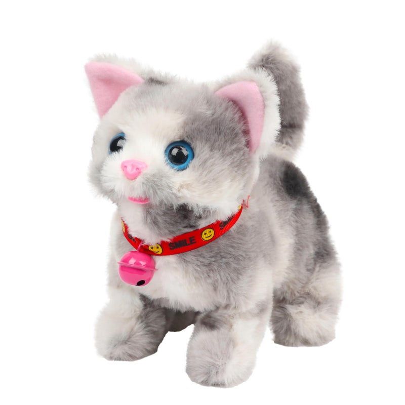 Cuteoy Walking Grey Cat Stuffed Animal Talking Wagging Nodding Educational Plush Kitty Toy Electric Interactive Animated Plushies for Girls Boys Birthday 7 - Image 3