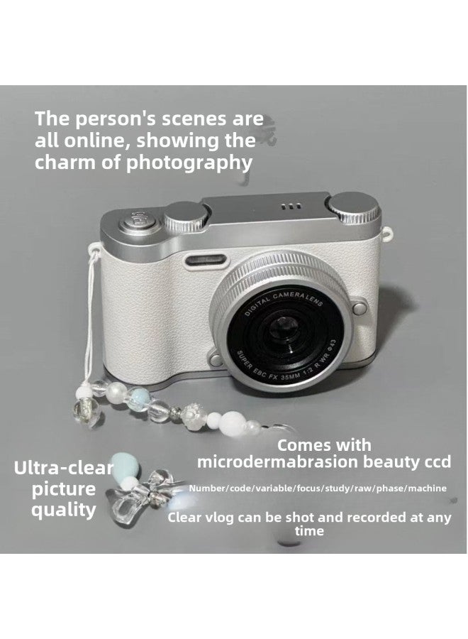HD Pixel Ccd Digital Camera Dual Self-timer Children Retro Student Campus Entry Card Machine Filter-Body Color:H6 Cloud White +  + Fill Light - The Official Standard Configuration Does Not Have A Memory Card And Cannot Be Photographed - Image 3
