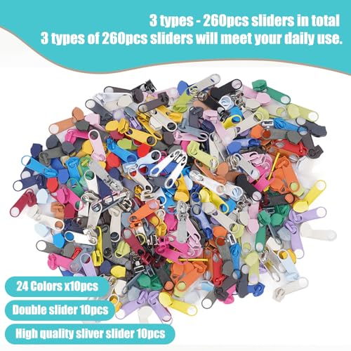 YUEDI 72 Yards 24 Colors #5 Nylon Zipper Rolls by The Yard with 3 Styles 260pcs Sliders,Continuous Zipper Tape for Sewing Projects,Bags,Jackets,and Crafts(24 Assorted Colors, #5) - Image 5